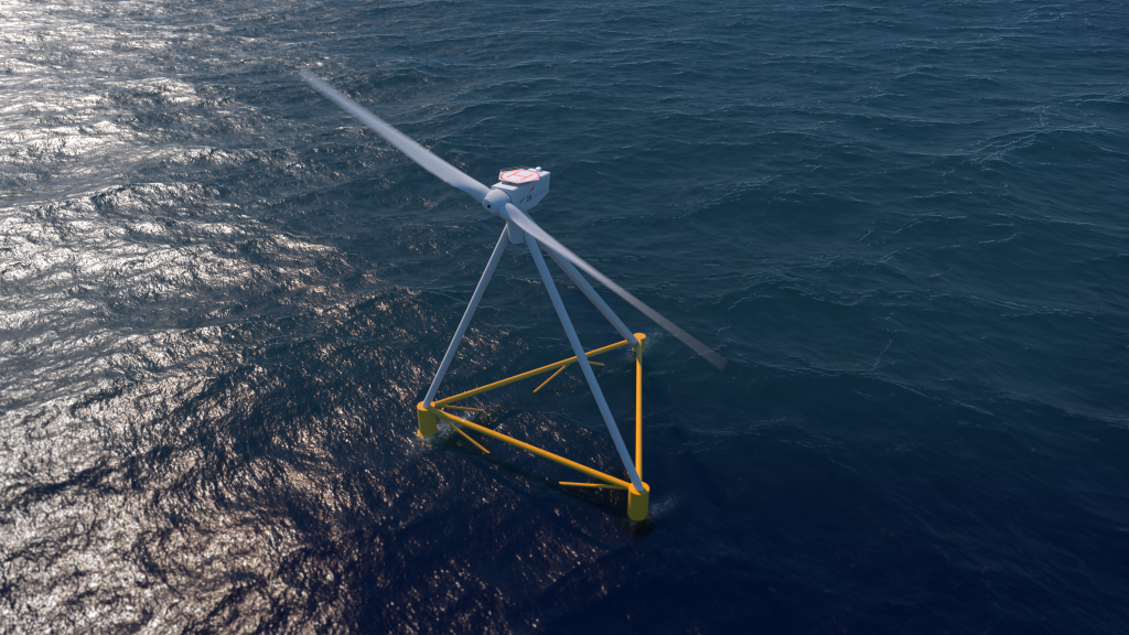 X90 pre-commercial floating wind platform render.